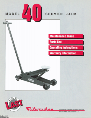 Milwaukee Model 40 Maintenance Guide, Parts List, and Manual